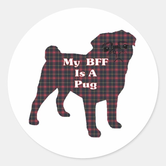 Pug BFFステッカー ラウンドシール (正面)