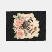 Pug bird cute dog funny pug  フリースブランケット (正面(横))