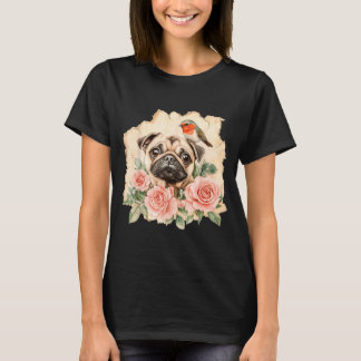 Pug bird cute dog funny pug  tシャツ