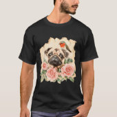 Pug bird cute dog funny pug  tシャツ (正面)
