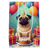 Pug Birthday Celebration ミディアムペーパーバッグ (裏面)