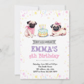 Pug birthday invitation 招待状 (正面)