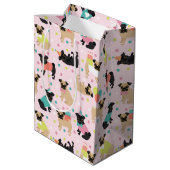 Pug Birthday Party Celebration ミディアムペーパーバッグ (裏面アングル)