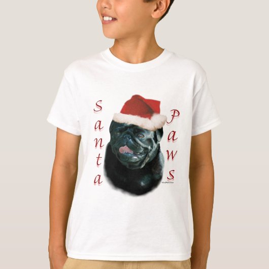Pug (blk)サンタポーズ tシャツ (正面)