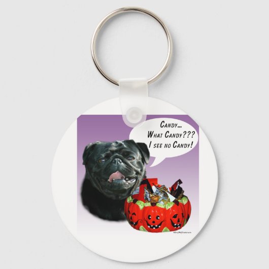 Pug (blk)ハロウィーンキャンディ キーホルダー (正面)