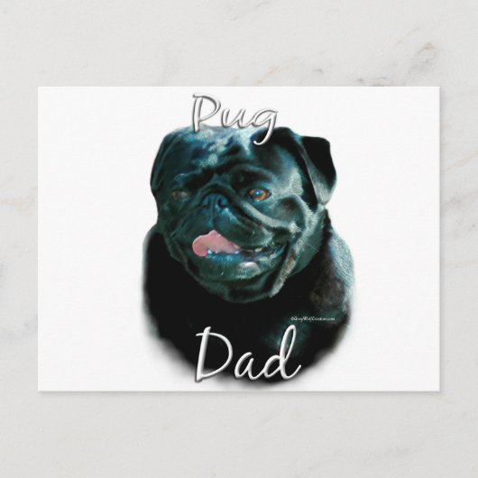 Pug (blk)パパ2 ポストカード (正面)