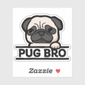 PUG BRO – Funny & Cute Pug Lover Gift シール (シート)
