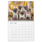 Pug Calendar カレンダー (1月 2026)