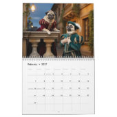 Pug Calendar カレンダー (2月 2027)