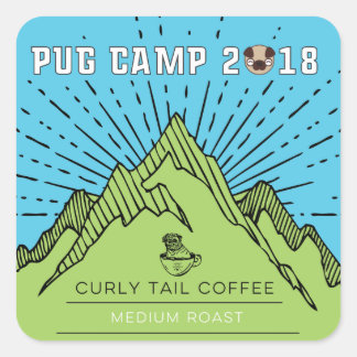Pug Camp 2018カーリーテールコーヒーミディアムロースト スクエアシール