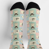 Pug Cartoon Pattern ソックス (上部)
