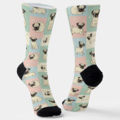 Pug Cartoon Pattern ソックス (傾斜あり)