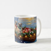 Pug Christmas Boat Holiday コーヒーマグカップ (正面右)