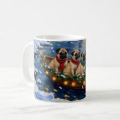 Pug Christmas Boat Holiday コーヒーマグカップ (正面左)
