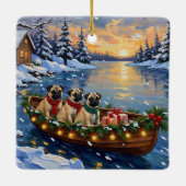 Pug Christmas Boat Holiday セラミックオーナメント (裏面)