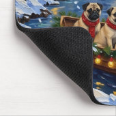 Pug Christmas Boat Holiday マウスパッド (コーナー)