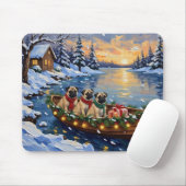 Pug Christmas Boat Holiday マウスパッド (マウス)