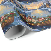 Pug Christmas Boat Holiday ラッピングペーパー (ロールコーナー)