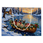 Pug Christmas Boat Holiday ラージペーパーバッグ (裏面)