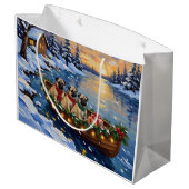 Pug Christmas Boat Holiday ラージペーパーバッグ (裏面アングル)