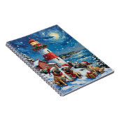 Pug Christmas Lighthouse Holiday ノートブック (右側)