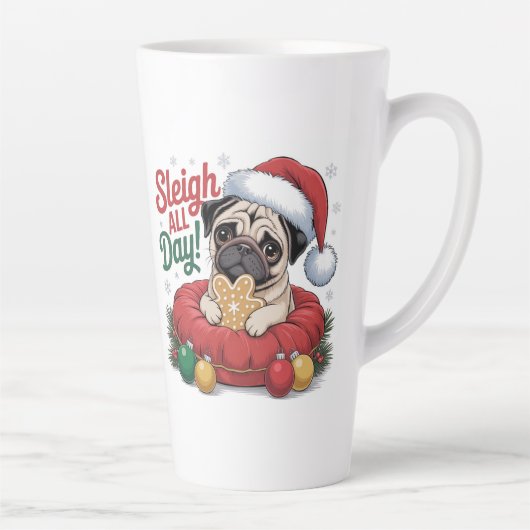 Pug Christmas Mug – Sleigh All Day Holiday Coffee  カフェラテマグ (右)
