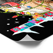 Pug Christmas Tree Lights Santa Dog Xmas  ポスター (角)