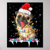 Pug Christmas Tree Lights Santa Dog Xmas  ポスター (正面)