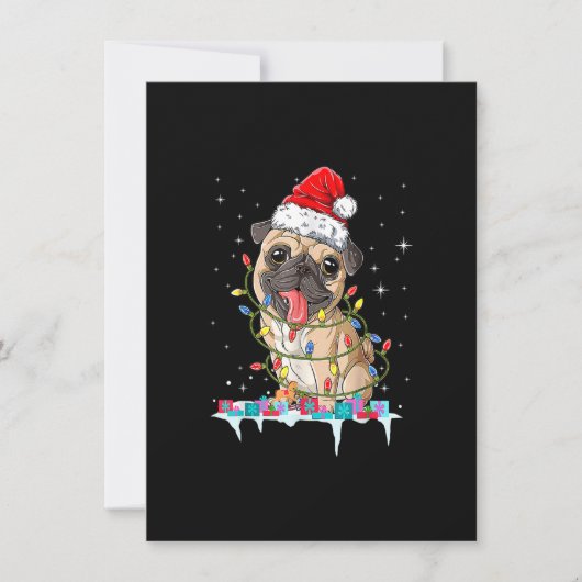 Pug Christmas Tree Lights Santa Dog Xmas Gifts Boy 招待状 (正面)