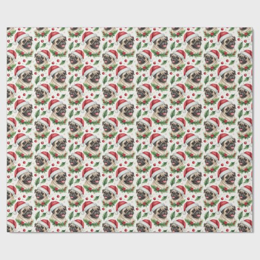 Pug Christmas Wrapping Paper ラッピングペーパー (フラット)