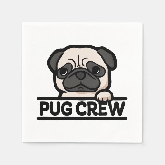 PUG CREW - & おもしろいかわいいPug Lover Gift スタンダードカクテルナプキン (正面)