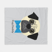 Pug Daddy フリースブランケット (正面(横))