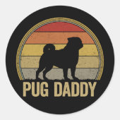 Pug Daddy Funny Pug Dad ラウンドシール (正面)