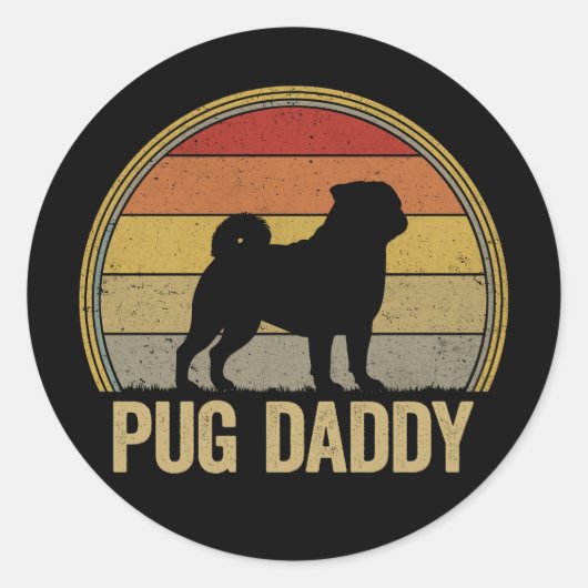 Pug Daddy Funny Pug Dad ラウンドシール (正面)