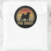 Pug Daddy Funny Pug Dad ラウンドシール (バッグ)