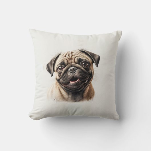 Pug Dogのカスタム写真パーソナライズされた クッション (正面)