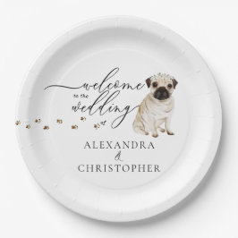 Pug Dogのセット結婚へようこそ ペーパープレート