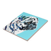 Pug Dog 166青の背景 タイル (側面)