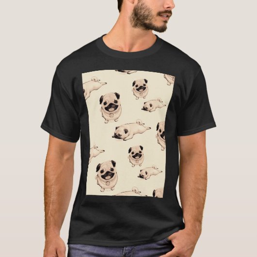 Pug Dog Art Pugs puppy funny cute dogs Tシャツ (正面)