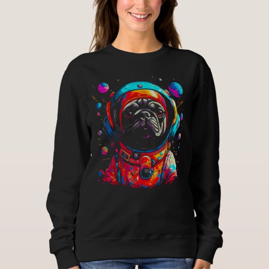 Pug Dog Astronaut スウェットシャツ (正面)