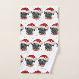 Pug Dog Breed Christmas Stars ハンドタオル