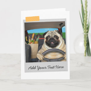 Pug Dog Car Driverおもしろカード カード