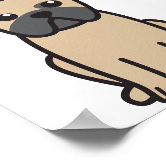 Pug Dog Cartoon ポスター (角)