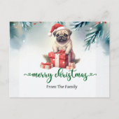 Pug Dog Christmasをテーマにしたポストカード ポストカード (正面)