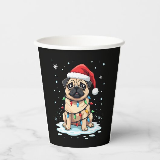Pug Dog Christmas Men Women (2) 紙コップ (正面)