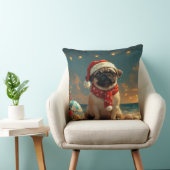 Pug Dog Christmas Vintage Beach クッション (椅子)