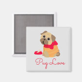 Pug dog Cute pug  animal lover マグネット (正面/裏面)