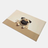 Pug Dog Doormat Art ドアマット (アングル)