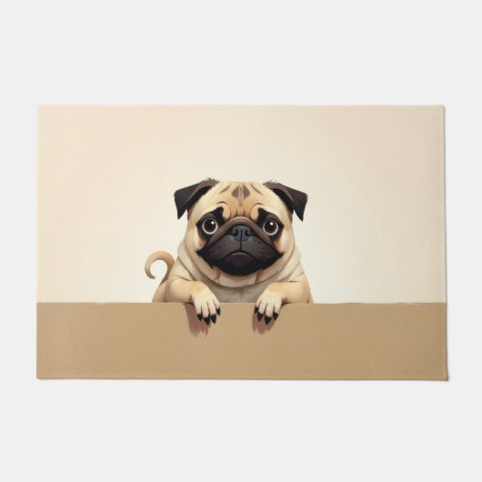 Pug Dog Doormat Art ドアマット (正面)