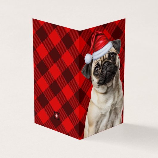 Pug Dog Holiday Red Buffalo Plaid Christmas (外部)